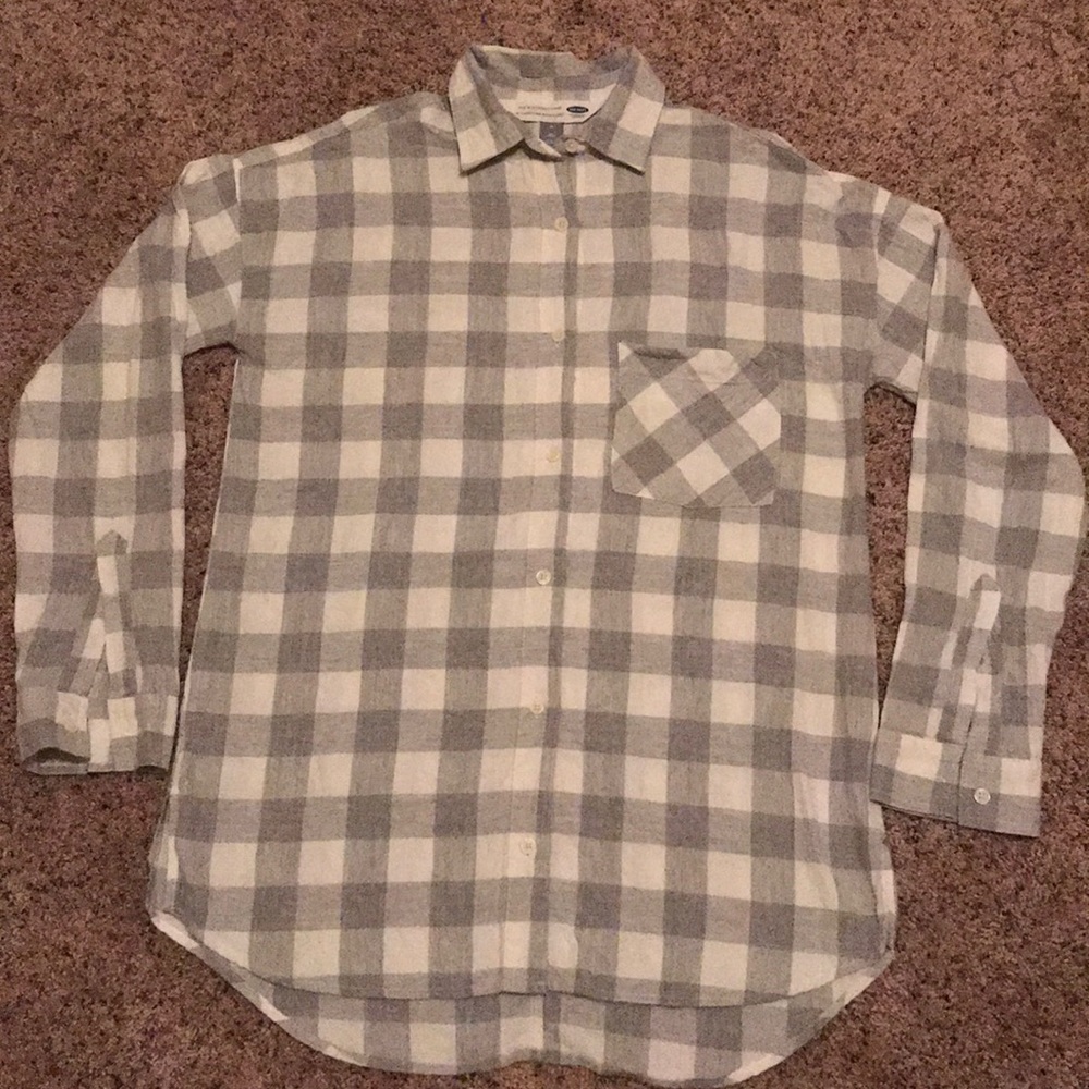 Old Navy Gray Plaid Button Down